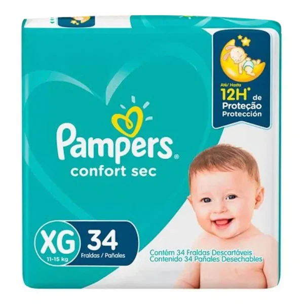 Pampers Confort Sec Pañales XG 34 UNIDADES